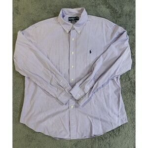 Ralph Lauren Oxford Shirt Mens XL Bluish/Gray Custom Fit Long Sleeve Button Down